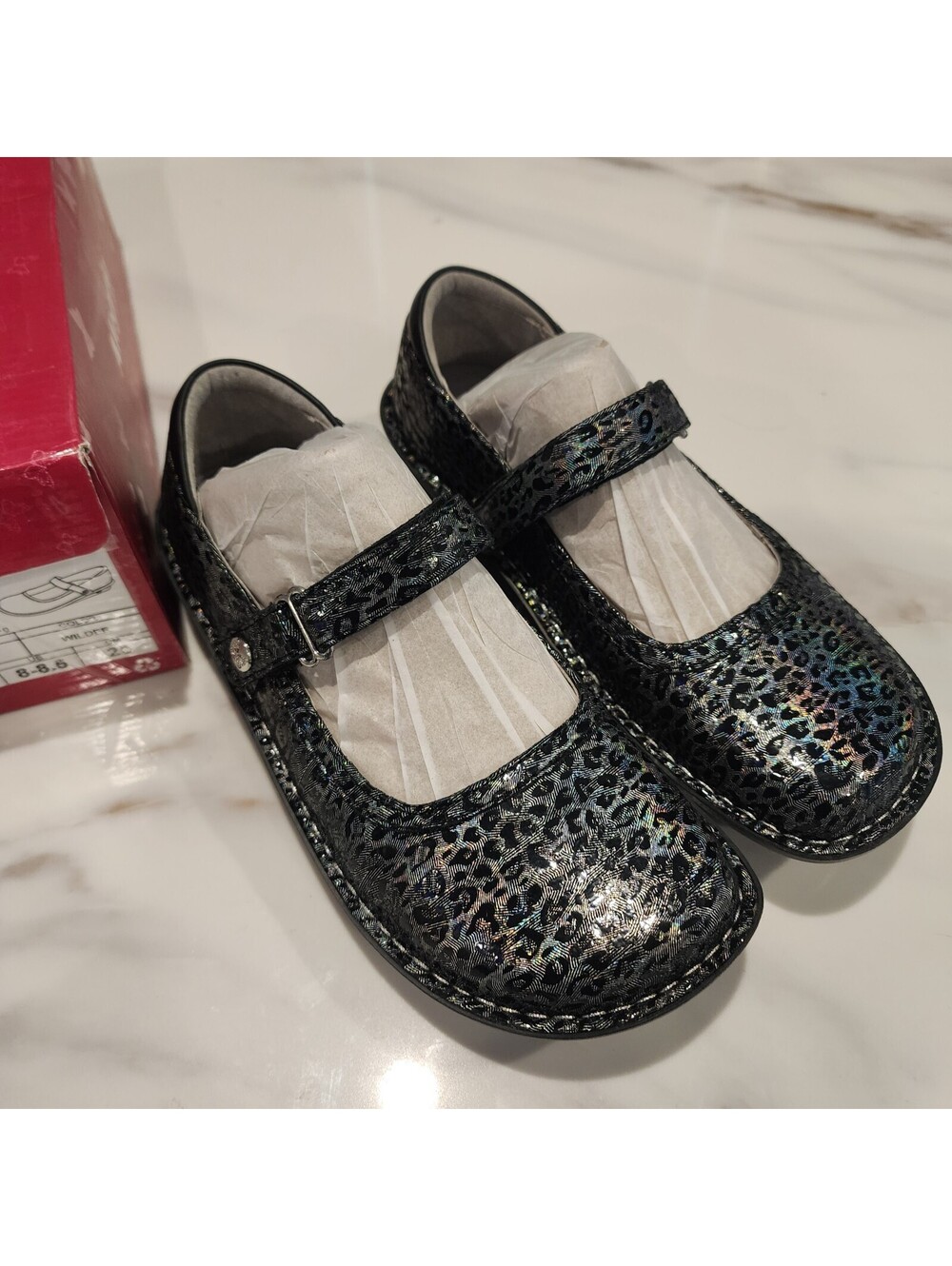 NIB Alegria Belle Wilder Mary Jane Shoes Black Multi Leather 8–8.5 - Picture 5 of 7